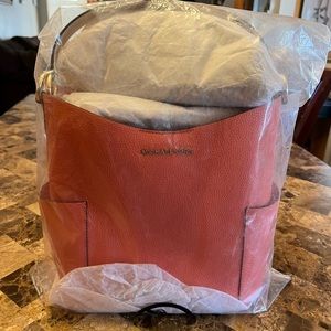 Michael Kors Bedford Leather Duffle Satchel Bag - Grapefruit